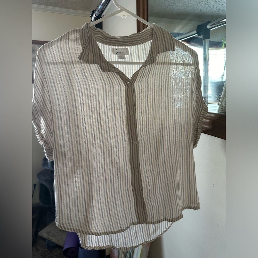 Striped Collared Button Blouse